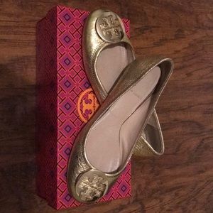 Tory Burch Gold Flats